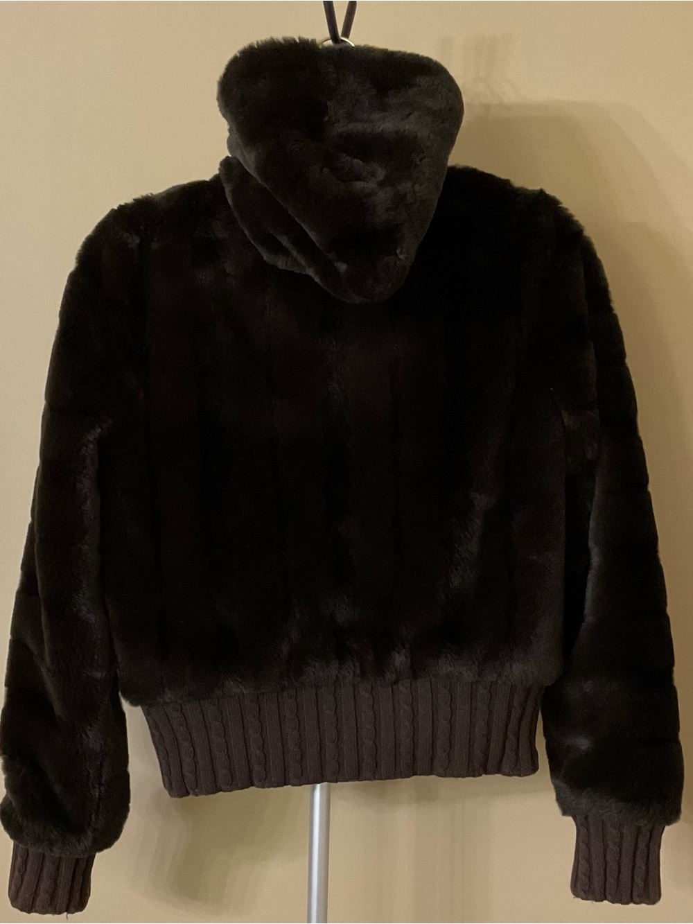 Juicy Couture Dark Brown Faux Fur Hooded Bomber Jacket - Picture 5 of 9